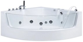Banheira de hidromassagem de canto em acrílico branco com LED 190 x 135 cm MARINA Beliani
