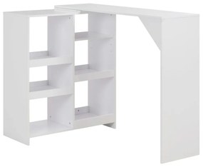 vidaXL Mesa de bar com prateleira movível branco 138x39x110 cm