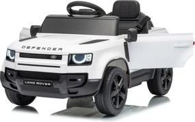 Carro elétrico para Crianças 12V 4x4 Land Rover Defender Rodas de espuma EVA, Assento Couro ecológico, Controlo remoto Branco