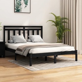 3105259 vidaXL Estrutura de cama king 150x200 cm madeira maciça preto