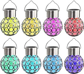 vidaXL Candeeiros solares suspensos 8 pcs luzes LED RGB