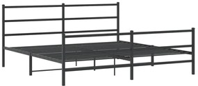 Estrutura de cama com cabeceira e pés 183x213 cm metal preto