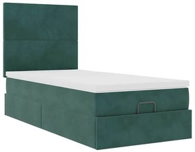 Estrutura de cama otomana colchões 90x200cm veludo verde escuro