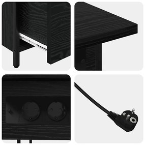 Armário de Cabeceira com gaveta Carvalho preto 60 x 30 x 61 cm