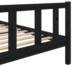 Estrutura de cama casal 135x190 cm madeira maciça preto