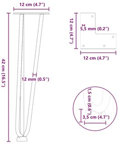 Pernas de grampo para mesa de centro 4 peças antracite 42 cm aço maciç