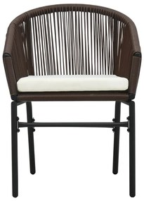 7 pcs conjunto de jantar para jardim castanho