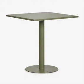 Mesa De Cozinha Quadrada 70x70 Cm Em Ferro Mizzi Verde Azeitona Intenso - Sklum