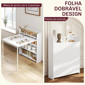 Mesa Dobrável de Jantar Mesa de Cozinha com Folha Abatível 4 Compartimentos (CADEIRAS NÃO INCLUIDAS) Até 3 Pessoas 78,5x91x93 cm Branco