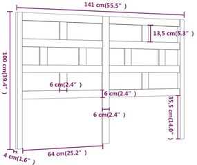 Cabeceira de cama 141x4x100 cm pinho maciço castanho mel