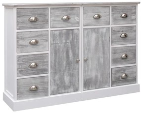 Aparador com 10 gavetas 113x30x79 cm madeira cinzento