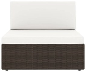 11 pcs conjunto lounge p/ jardim c/ almofadões vime PE castanho