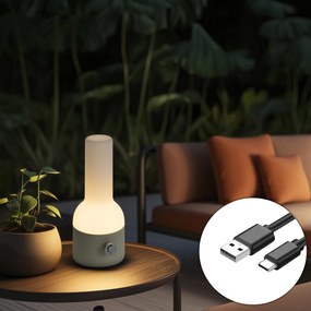 Candeeiro de mesa exterior bege com branco incluindo LED recarregável IP44 - Haard