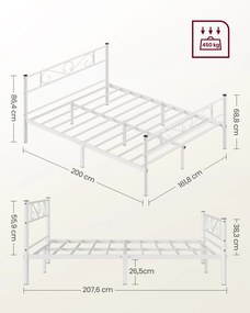 Estrutura de cama de solteiro em metal (160 x 200) cm branco