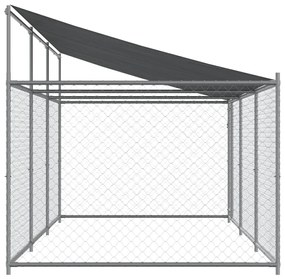 Jaula para cão com telhado/porta 6x2x2 m aço galvanizado cinza