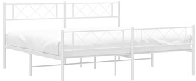 Estrutura de cama com cabeceira e pés 183x213 cm metal branco
