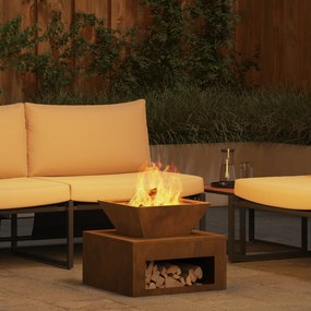 vidaXL Fogueira 50x50x40 cm Aço Corten