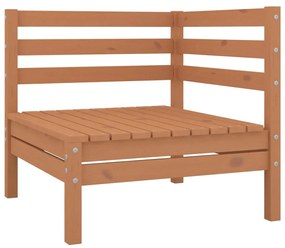 vidaXL Sofá de canto de jardim pinho maciço castanho mel