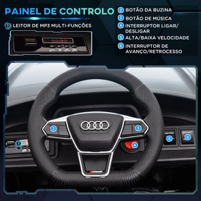 Carro Elétrico AUDI RS E-Tron GT 12V com 2 Motores Faróis LED Buzina Música USB 3-5km/h 103x58x41cm Preto