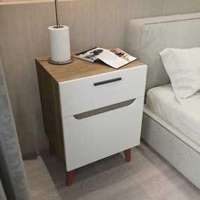 Mesa de Cabeceira Losso – Branco Carvalho – 45x36,8x63 cm