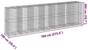 Cesto gabião com cobertura 700x100x200 cm ferro galvanizado