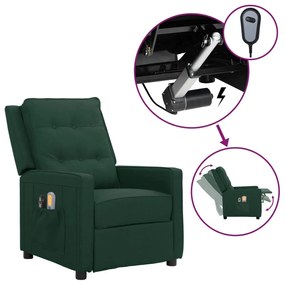 vidaXL Poltrona de massagens elétrica tecido verde-escuro