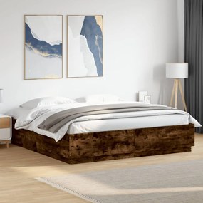Estrutura de cama 200x200 cm derivados madeira carvalho fumado