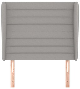 Cabeceira de cama c/ abas tecido 93x23x118/128cm cinzento-claro