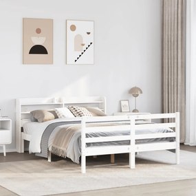 Estrutura de cama c/ cabeceira sem colchão 140x190 cm branco
