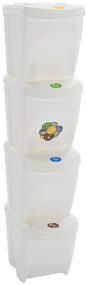 Caixotes do lixo empilháveis 4 pcs 100 L polipropileno branco