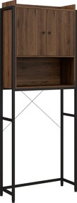 Móvel com prateleira para cima do WC, prateleira de casa de banho, armário de 2 portas e nicho, 68 x 25,5 x 172,5 cm, castanho-escuro