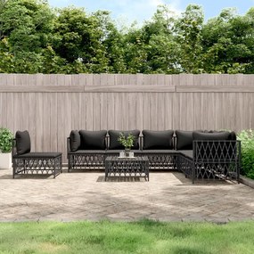 vidaXL 8 pcs conjunto lounge de jardim com almofadões aço antracite