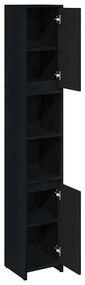Armário de Banheiro vidaXL Preto Carvalho 30x30x183,5 cm Madeira engen