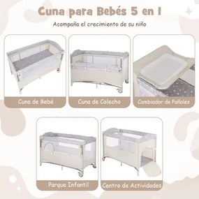 Berço para bebés dobrável 5 em 1 portátil com mesa para mudar fraldas Cadeira de brincar Berço para dormir Berço Moisés Colchão de berço Saco de viage