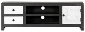 Móvel TV esculpido à mão 120x30x40 cm mangueira cinzento/branco