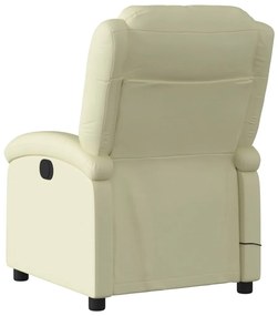 Poltrona de massagens reclinável couro genuíno cor creme