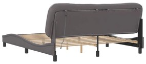 Estrutura de cama c/ luzes LED 180x200cm couro artificial cinza
