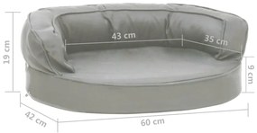 Cama para cães ergonómica 60x42 cm aspeto linho cinzento