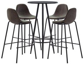 vidaXL 5 pcs conjunto de bar tecido cinzento-escuro