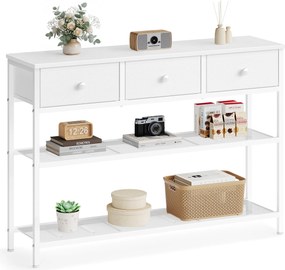 Mesa consola 98,8 x 30 x 78,7 cm, 3 gavetas tecido branca