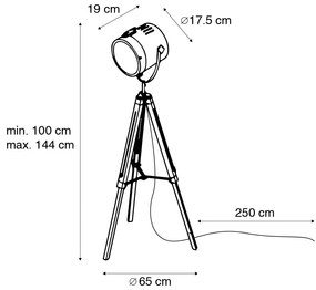 LED Candeeiro de pé inteligente tripé de madeira com foco de estúdio incl. WiFi B35 - Braha Industrial