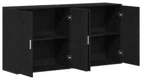 Buffets 2 pcs Carvalho Preto 79x38x80 cm Madeira de engenharia