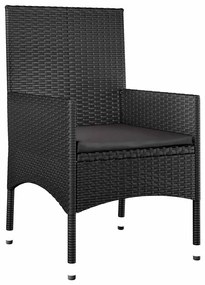 4 pcs conjunto lounge de jardim c/ almofadões vime PE preto