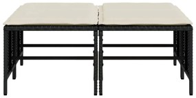 Bancos de jardim com almofadões 4 pcs vime PE preto