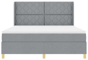 Cama Box Spring vidaXL com Colchão e Luz LED Cinza Claro 180x200 cm Te