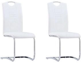 Cadeiras de jantar cantilever 2 pcs couro artificial branco