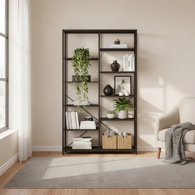 Estante com 5 prateleiras sala, escritório, montagem fácil 30 x 100 x 170 cm preto