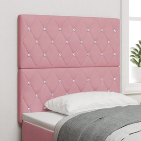 Cabeceira vidaXL com Botão de Cristal Tufted Rosa 90 cm de Veludo, Cab