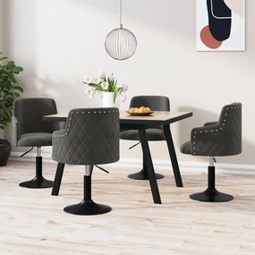 vidaXL Cadeiras de jantar giratórias 4 pcs veludo cinzento-escuro