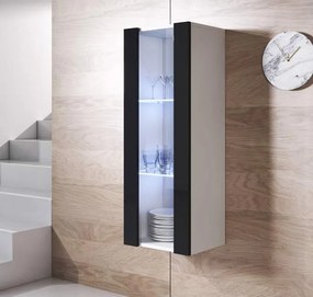 Vitrine de Parede Soutelo – 40x126 cm – Branco e Preto com LED Azul –